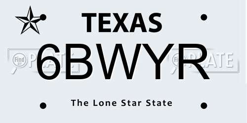 6BWYR Texas License Plate