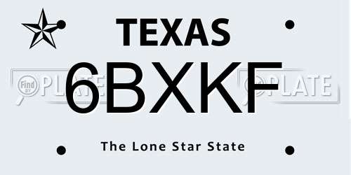 6BXKF Texas License Plate