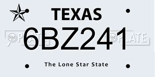 6BZ241 Texas License Plate