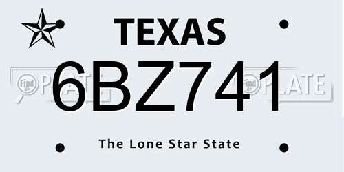 6BZ741 Texas License Plate