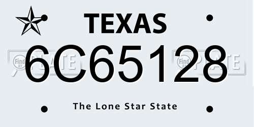 6C65128 Texas License Plate