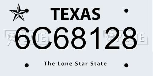 6C68128 Texas License Plate