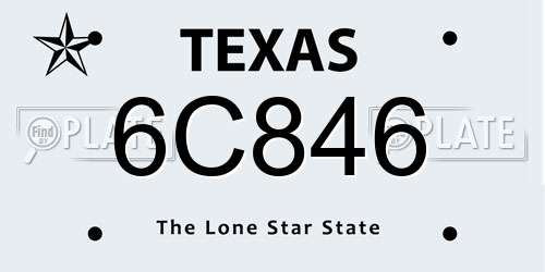 6C846 Texas License Plate