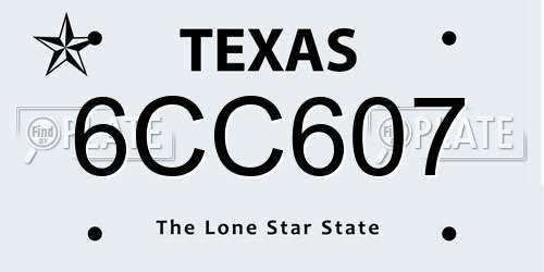 6CC607 Texas License Plate