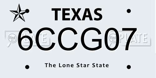 6CCG07 Texas License Plate