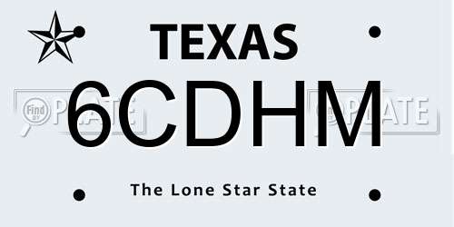 6CDHM Texas License Plate