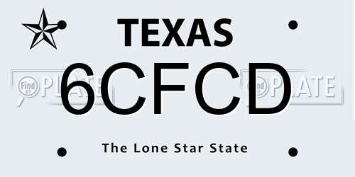 6CFCD Texas License Plate