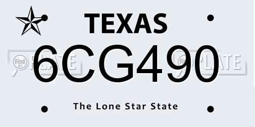6CG490 Texas License Plate