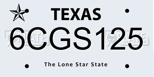 6CGS125 Texas License Plate