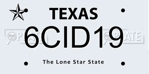 6CID19 Texas License Plate