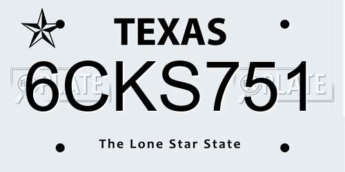 6CKS751 Texas License Plate