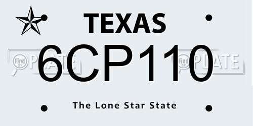 6CP110 Texas License Plate