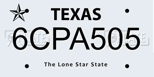 6CPA505 Texas License Plate