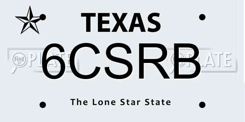 6CSRB Texas License Plate