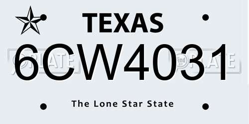 6CW4031 Texas License Plate