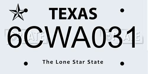 6CWA031 Texas License Plate