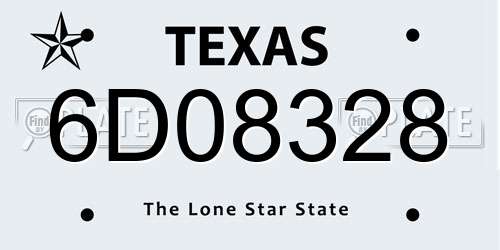 6D08328 Texas License Plate