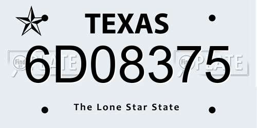 6D08375 Texas License Plate