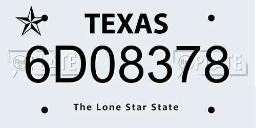 6D08378 Texas License Plate
