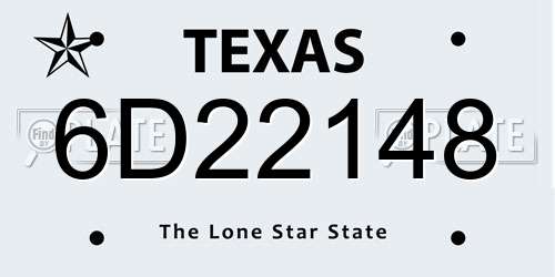 6D22148 Texas License Plate