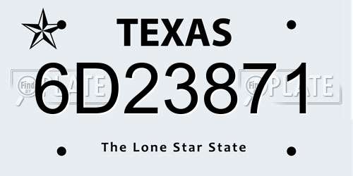 6D23871 Texas License Plate