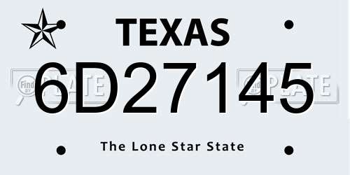 6D27145 Texas License Plate