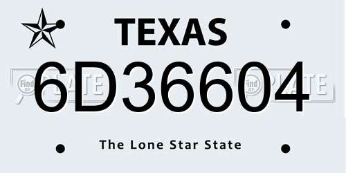 6D36604 Texas License Plate