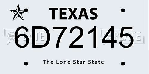 6D72145 Texas License Plate