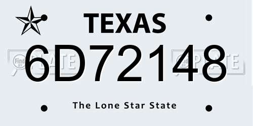 6D72148 Texas License Plate