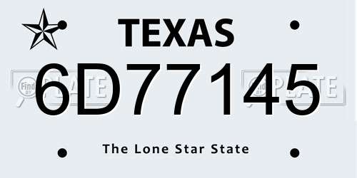 6D77145 Texas License Plate
