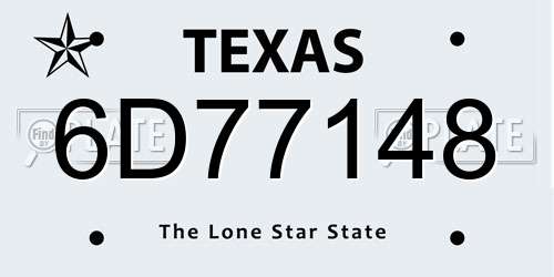 6D77148 Texas License Plate