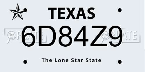 6D84Z9 Texas License Plate