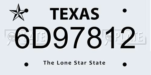 6D97812 Texas License Plate