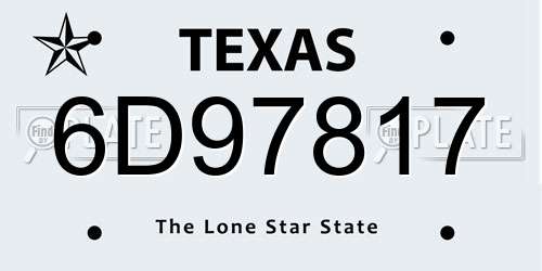 6D97817 Texas License Plate