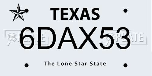 6DAX53 Texas License Plate