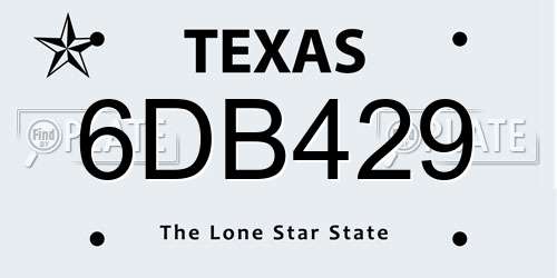 6DB429 Texas License Plate