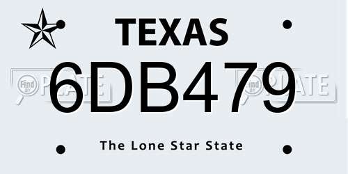 6DB479 Texas License Plate