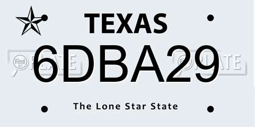 6DBA29 Texas License Plate