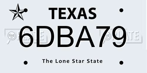 6DBA79 Texas License Plate
