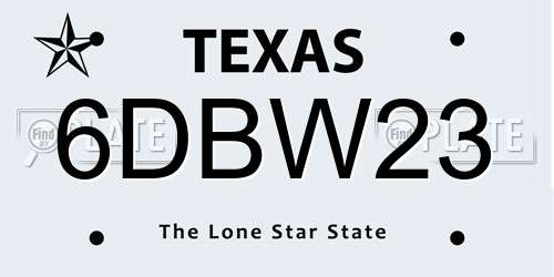 6DBW23 Texas License Plate