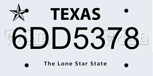 6DD5378 Texas License Plate