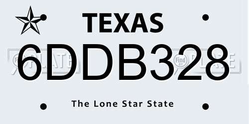 6DDB328 Texas License Plate