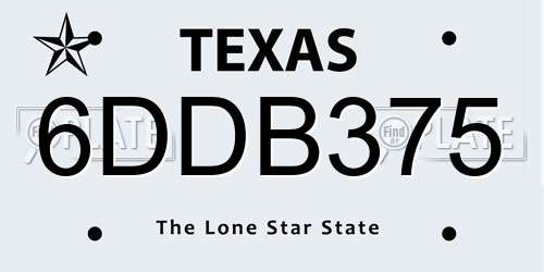 6DDB375 Texas License Plate
