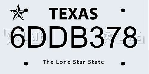 6DDB378 Texas License Plate