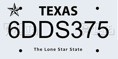6DDS375 Texas License Plate