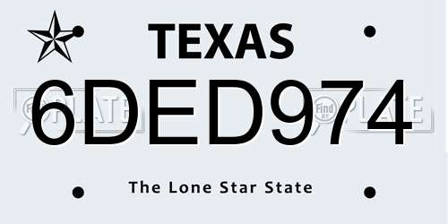 6DED974 Texas License Plate