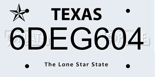 6DEG604 Texas License Plate