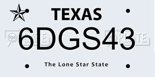6DGS43 Texas License Plate
