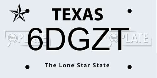6DGZT Texas License Plate