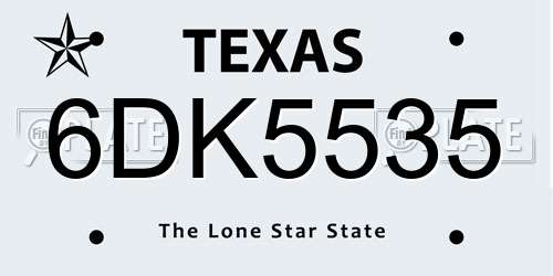 6DK5535 Texas License Plate
